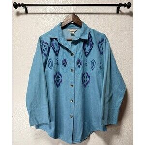 Donovan-Galvani Dallas Womens 10 Southwestern Aztec Blue Western Shirt USA